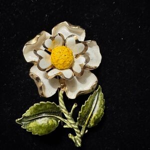 Vintage Signed Coro Floral Enamel Brooch